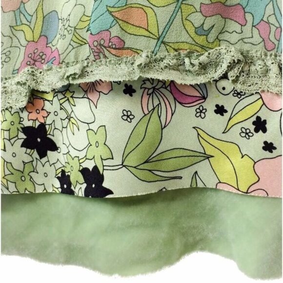 VTG Cynthia Steffe Green Floral Lace Velvet Dress| Whimsigoth Boho Fairycore Y2K - Picture 3 of 8